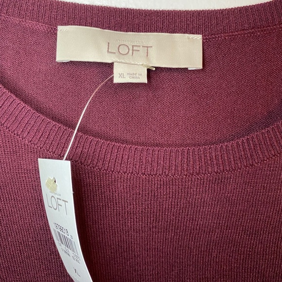 NWT Loft maroon mixed media sweater w navy line XL - Picture 7 of 13